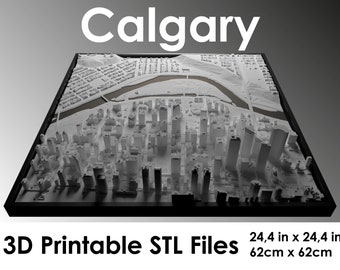 Calgary 3D Print File | Digital Files | 3D Printable City Model | STL Print File | 3D Printed Landmark | Calgary Alberta Map Print File