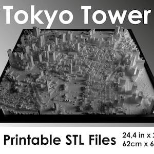 3D Tokyo Tower, 3D Japan, wereldkaart, 3D Print Stl-bestand, Tokyo Tower Skyline, Tokyo Tower kaart, digitaal bestand, stadsplattegrond