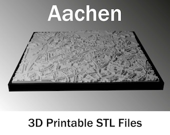 Aachen Germany 3D City Map STL | 62x62 cm Wall Art Model | 16 Tile STL Files | 3D Print Topographic City Model | Digital Download