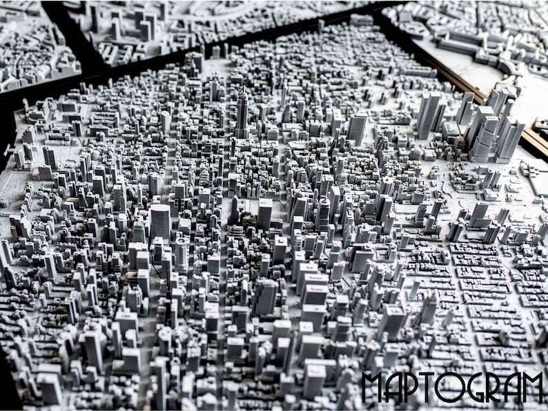 3D Manhattan, World Map, 3D NYC, 3d print stl file, New York City Skyline, NYC map, Digital file, housewarming gift, custom city map, art image 2