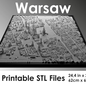 Fichier STL modèle 3D de Varsovie Warszawa pour l'impression 3D | Plan détaillé de la ville | Topographie de Varsovie