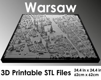 Warsaw 3D Model STL File for 3D Printing | Detailed City Map | Warsaw Topography