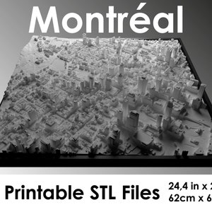 Montréal 3D, Carte du monde, fichier stl d'impression 3D, horizon de Montréal, carte de Montréal, fichier numérique, cadeau de pendaison de crémaillère, plan de la ville