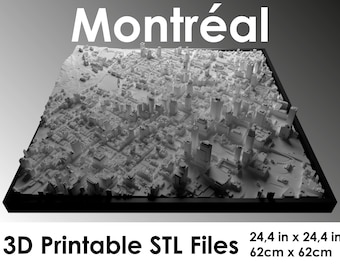 3D Montreal, World Map,3d Montréal, 3d print stl file, Montreal Skyline, Montreal map, Digital file, housewarming gift, custom city map, art