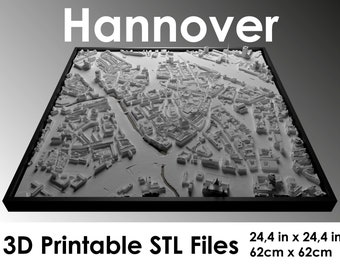 Hanovre 3D, impression 3D Hanovre, fichier stl d'impression 3D, horizon de Hanovre, carte de Hanovre, fichier numérique, Stl Hanovre, plan de la ville