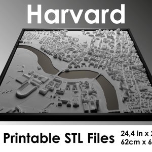 Universidad de Harvard 3D, Mapa de Harvard, Harvard 3D, archivo stl de impresión 3D, universidad de Harvard, mapa de Harvard, archivo digital, regalo, 3D EE.UU., mapa