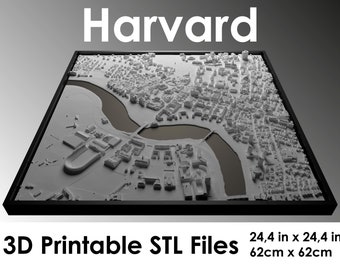 3D Harvard University, Harvard Map, 3D Harvard, 3d print stl file, Harvard College, Harvard map, digital file, present, 3D USA, Map