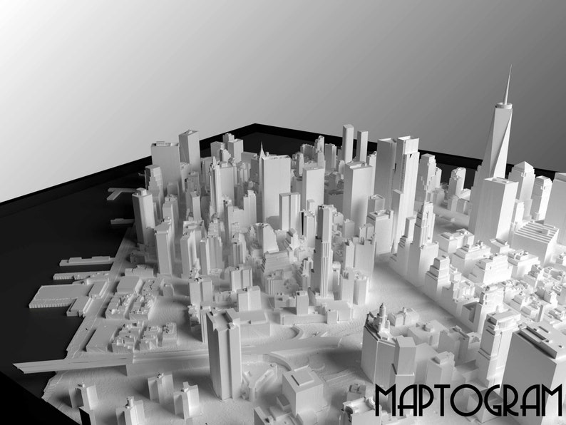 3d Manhattan, World Map, 3D NYC, 3d print stl file, New York City Skyline, NYC map, Digital file, housewarming gift, custom city map, art image 2