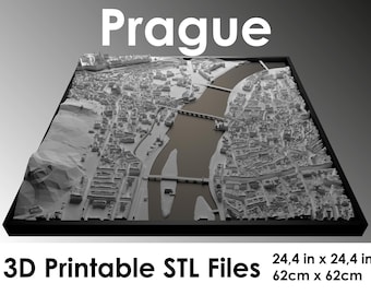 3D Prague, World Map, 3d print stl file, Prague Skyline, Prague map, Digital file, housewarming gift, custom city map, art