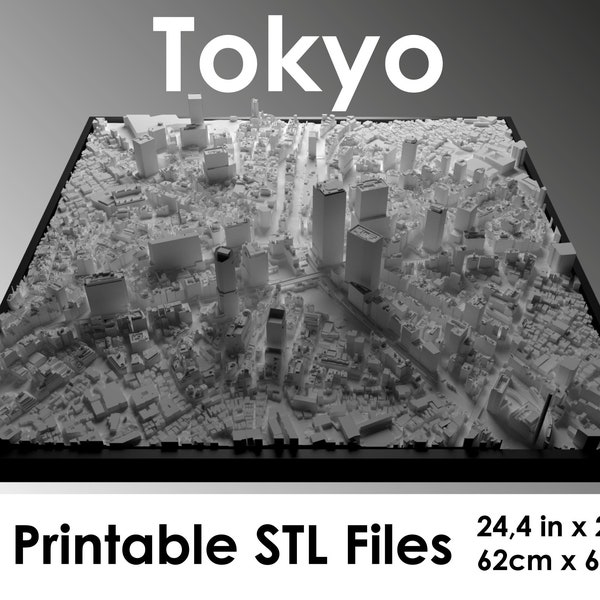 3D Tokyo Shibuya, wereldkaart, 3D Tokyo Shibuya, 3D print stl-bestand, skyline van Tokyo Shibuya, Tokyo Shibuya kaart, digitaal bestand, stadsplattegrond