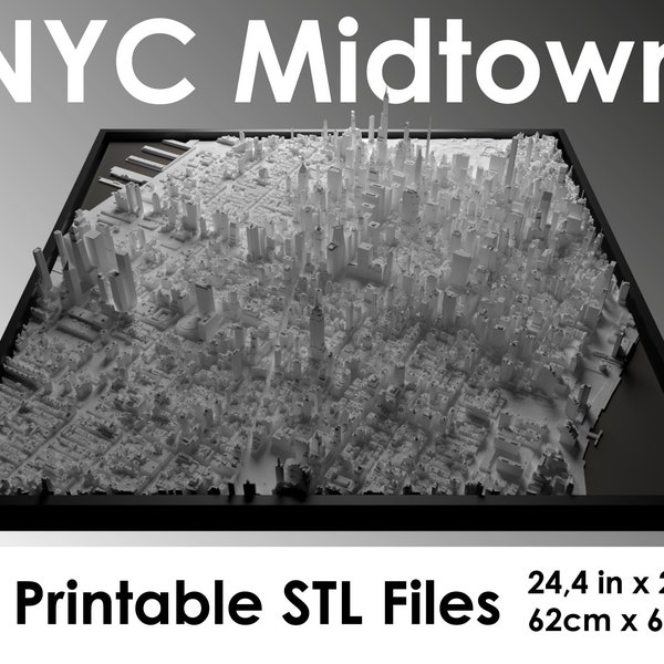 3D Manhattan, wereldkaart, 3D NYC, 3D Print Stl-bestand, de skyline van New York City, NYC kaart, digitaal bestand, Inwijdingsfeest cadeau, stadsplattegrond