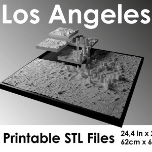 Los Angeles 3D, Carte du monde, Californie 3D, fichier stl d’impression 3D, horizon de Los Angeles, carte de Los Angeles, fichier numérique, pendaison de crémaillère, plan de la ville