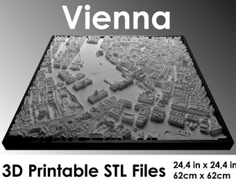 3D Vienna, World Map, 3d print stl file, Vienna Skyline, Vienna map, Digital file, housewarming gift, custom city map, art