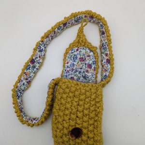 Yellow small stylish lined bag