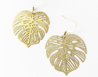 E3 Brassy Leaf-Brass Leaf Wire Earrings