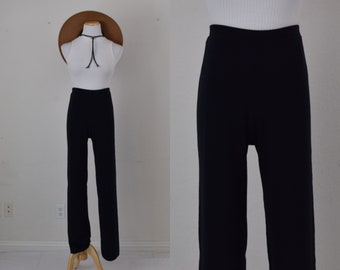 IMPERFECT 90s Navy Acrylic/Wool/Nylon Lounge Knit Pants size M | 28-30 waist