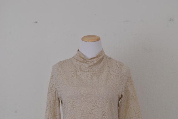 Vintage Nylon High Neck Lace Pullover Blouse - image 8