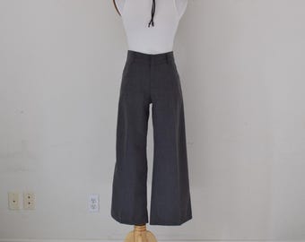 Y2K Flat Front Charcoal Gray Straight Leg Trousers | 27 waist