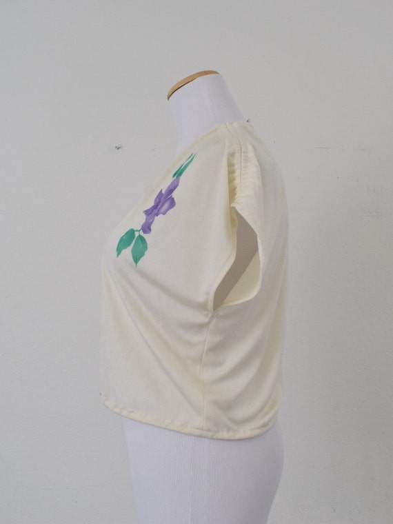 Vintage 70s Semi-Sheer Beige Polyester Crop Vest/… - image 2