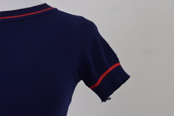 Vintage 90s Navy Acrylic Knit Top - image 6