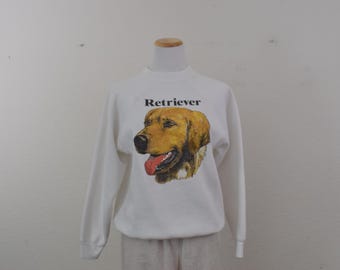 Vintage 80s/90s Pullover White Retriever Sweatshirt
