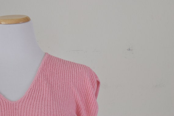 Vintage 80s Bubble Gum Pink Knit Sweater Top - image 6