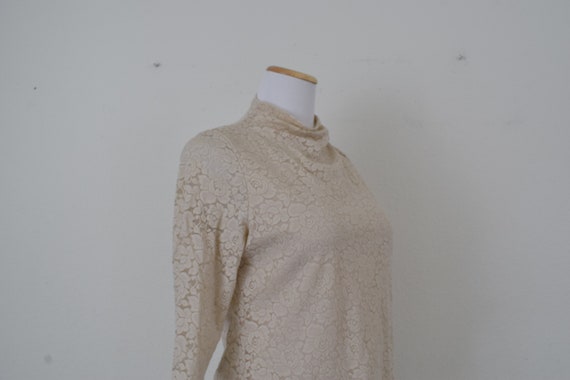 Vintage Nylon High Neck Lace Pullover Blouse - image 6