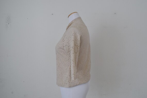 Vintage Nylon High Neck Lace Pullover Blouse - image 4