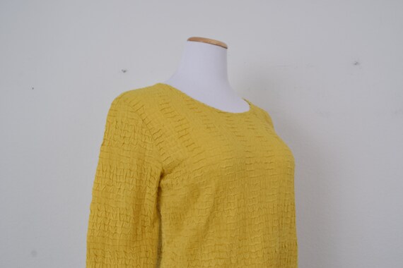 Vintage 90s Golden Yellow Polyester Scoop Neck sh… - image 7