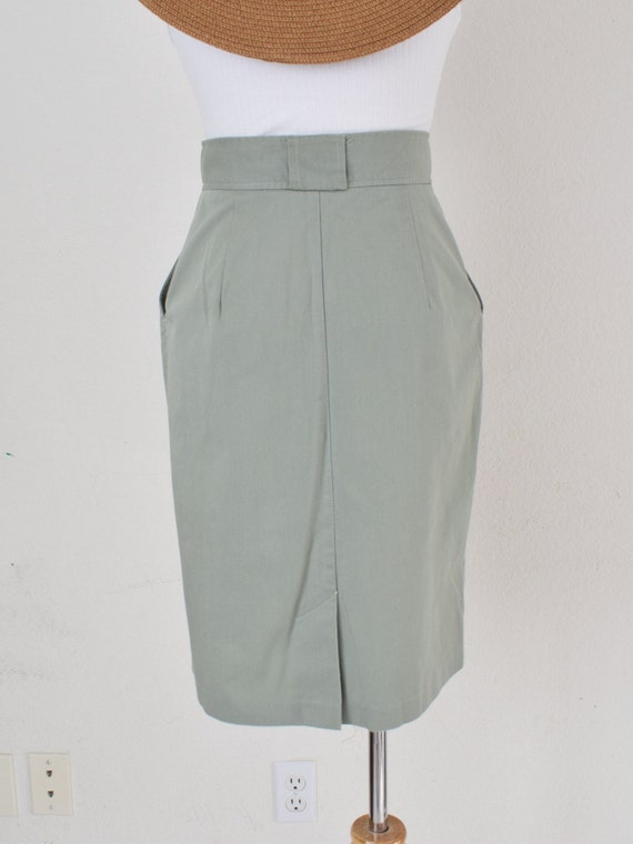 Vintage 90s Sage Poly/Cotton High Waisted Skirt s… - image 3
