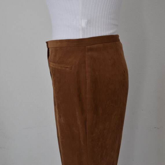 Vintage 90s Camel Brown Velvety Trousers | 29 wai… - image 4