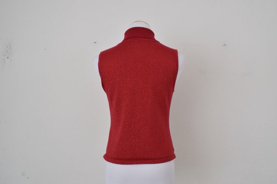 Vintage 90s Metallic Cranberry Cowl Neck Stretch … - image 4