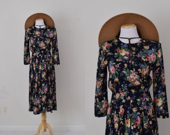 Vintage 90s Floral Rayon Dress size 6