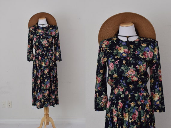 Vintage 90s Floral Rayon Dress size 6 - image 1