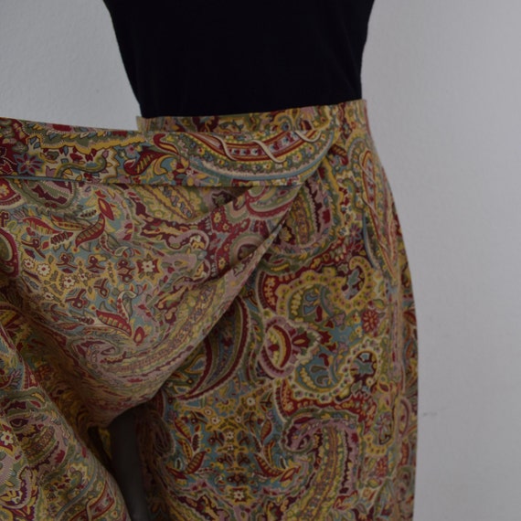 Vintage 90s Rayon Paisley Draped Midi Skirt size … - image 4