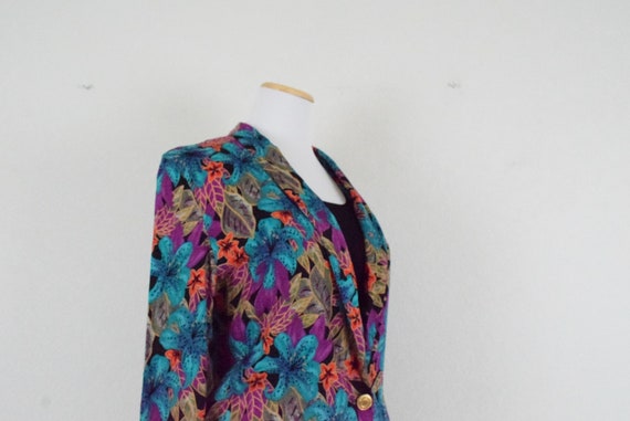 Vintage Floral Rayon Skirt and Jacket Set | Color… - image 9