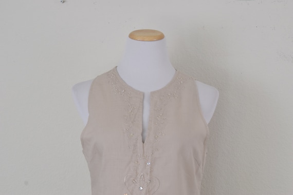 Vintage Linen/Cotton Embroidered Tunic Blouse - image 6