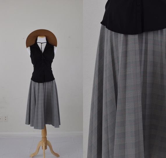 Vintage Glen Check Pleated Skirt | 26 waist - image 1