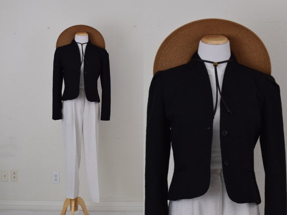 Vintage 80s Black Crop Jacket by Richard Neil Ltd. - image 1