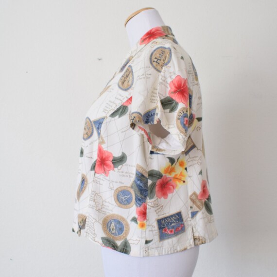 Vintage Floral 90s Button Down Floral Rayon Blous… - image 2