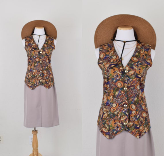 Vintage Colorful Rayon Vest - image 1