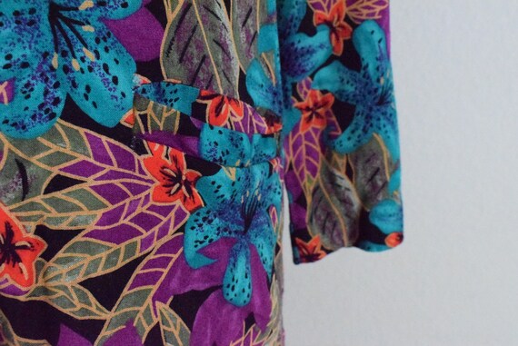 Vintage Floral Rayon Skirt and Jacket Set | Color… - image 8