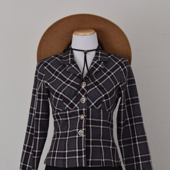 Vintage 90s Plaid Long Sleeves Button up Blouse - image 4