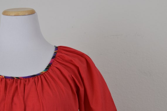 Vintage 80s Granada Poly/Cotton Muumuu Red Dress … - image 6