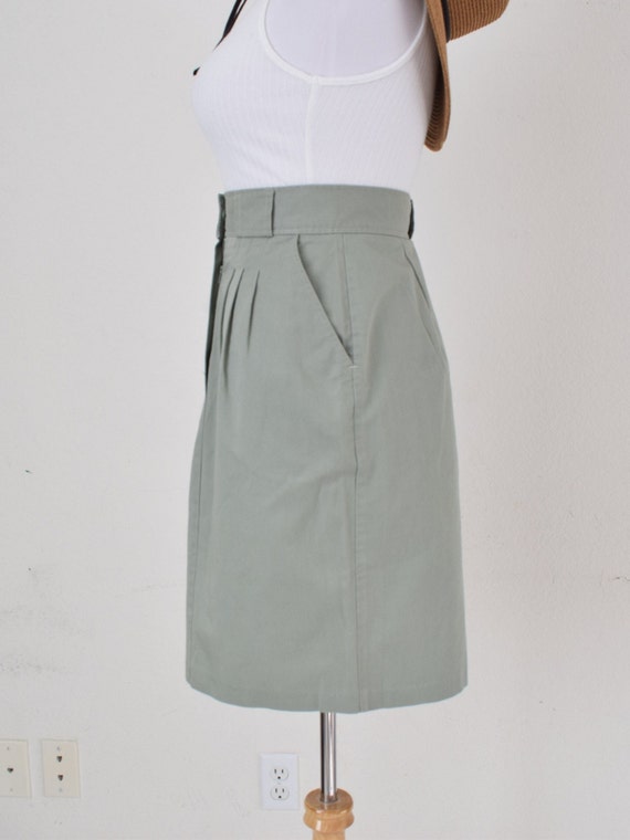 Vintage 90s Sage Poly/Cotton High Waisted Skirt s… - image 2