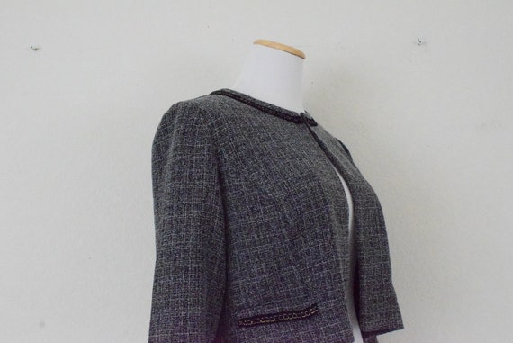 Vintage Micro Plaid Crop Jacket | 80's polyester … - image 5