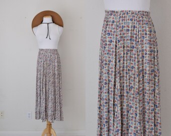 Vintage 90s Floral Botanical Maxi Skirt | 24-30 waist