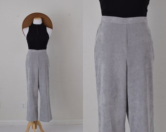 Vintage 90s Light Gray Corduroy Pants 12P | 30-34 waist