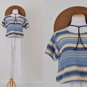 Vintage 90s Striped Knit Crop Blouse