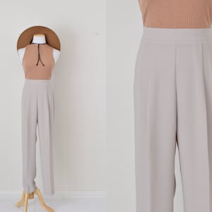 Vintage 90s High Waisted Pleated Polyester Trousers